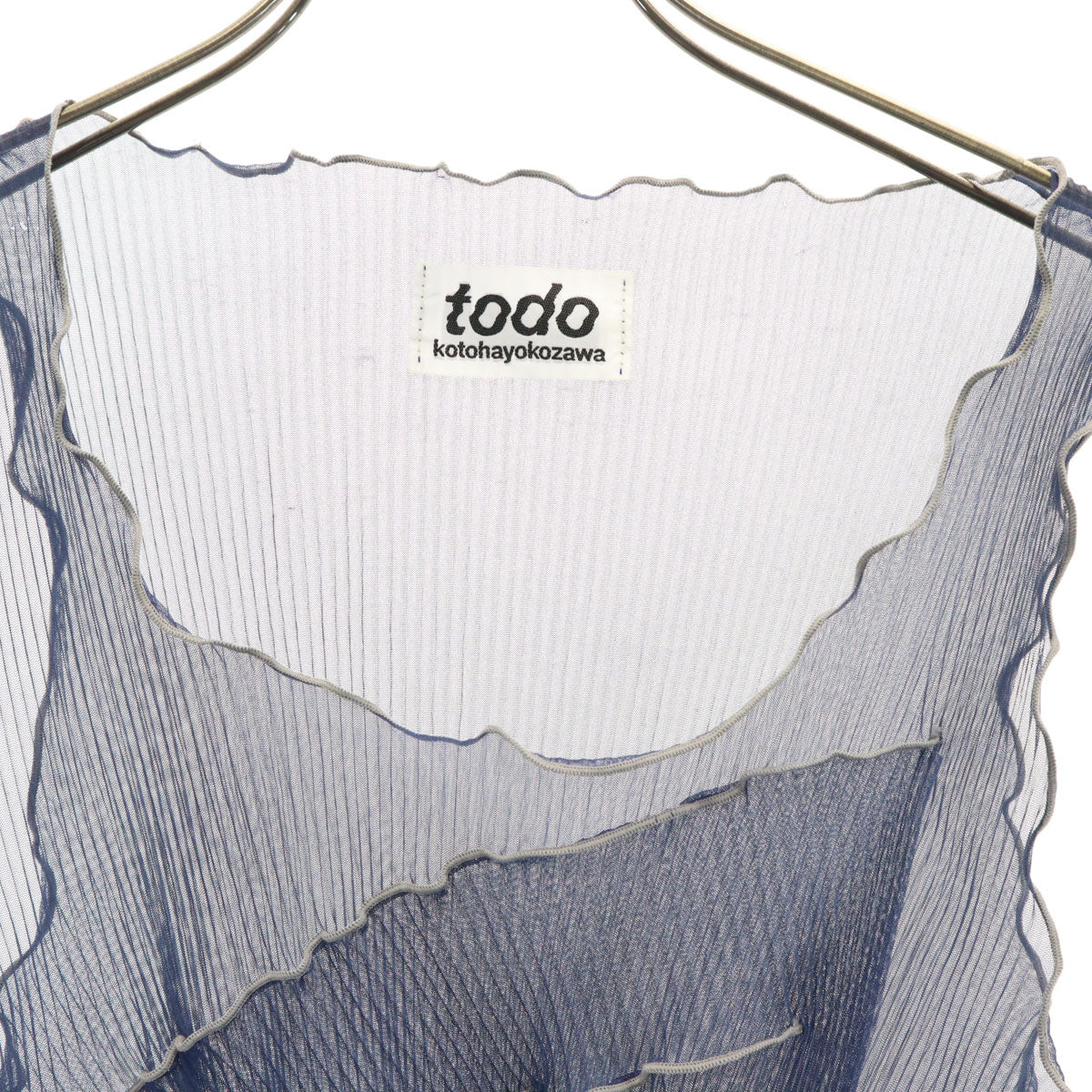 todo kotohayokozawa トゥードゥー コトハヨコザワ 日本製 ノースリーブ ショート丈 プリーツ カットソー ネイビー トップス レディース