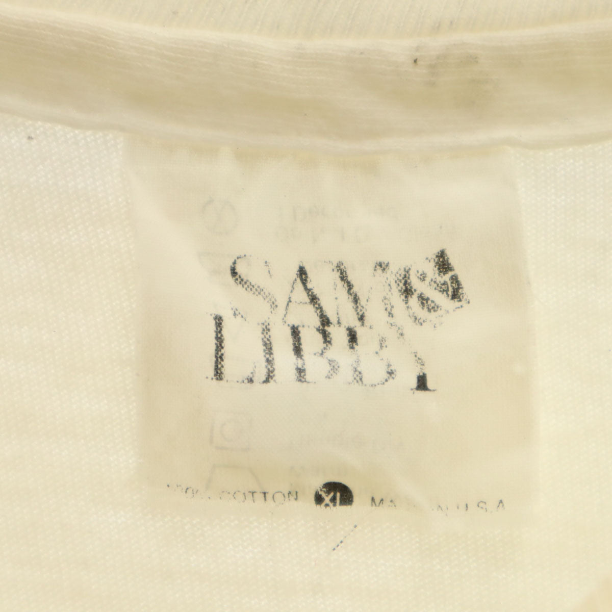 SAM＆LIBBY 90s USA製 オールド パンプス プリント 半袖 Tシャツ XL ホワイト シングルステッチ メンズ
