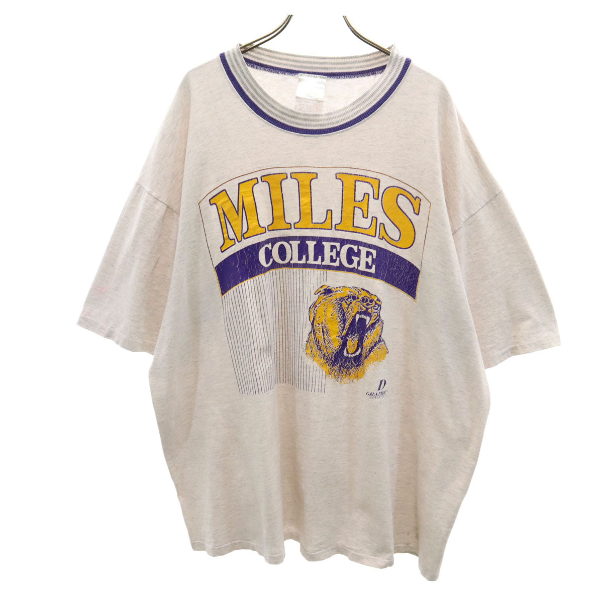 LA LOVING 90s USA製 オールド MILES COLLEGE 半袖 Tシャツ XXL グレー シングルステッチ ビッグサイズ メンズ