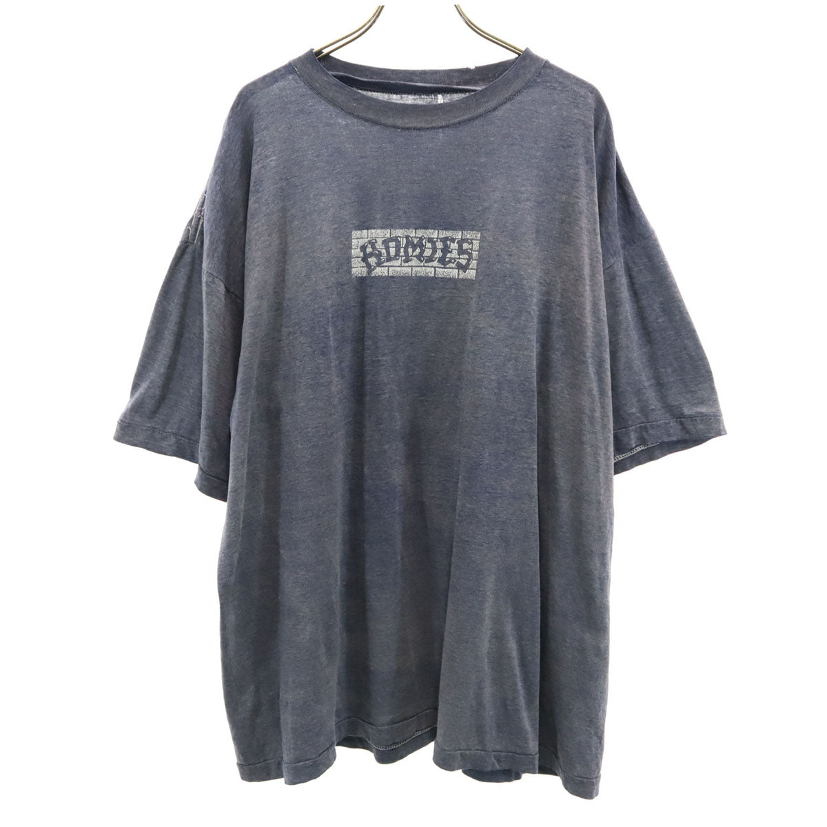 80s 90s オールド バックプリント HOMIES 半袖 Tシャツ ネイビー シングルステッチ メンズ