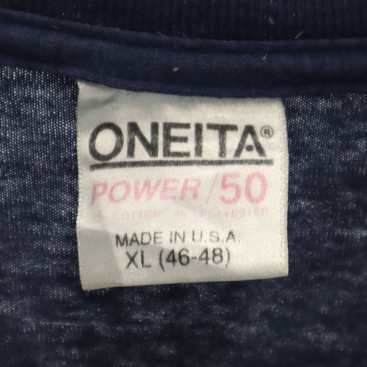 ONEITA オニータ 90s USA製 オールド メッセージプリント 半袖 Tシャツ XL ネイビー シングルステッチ メンズ