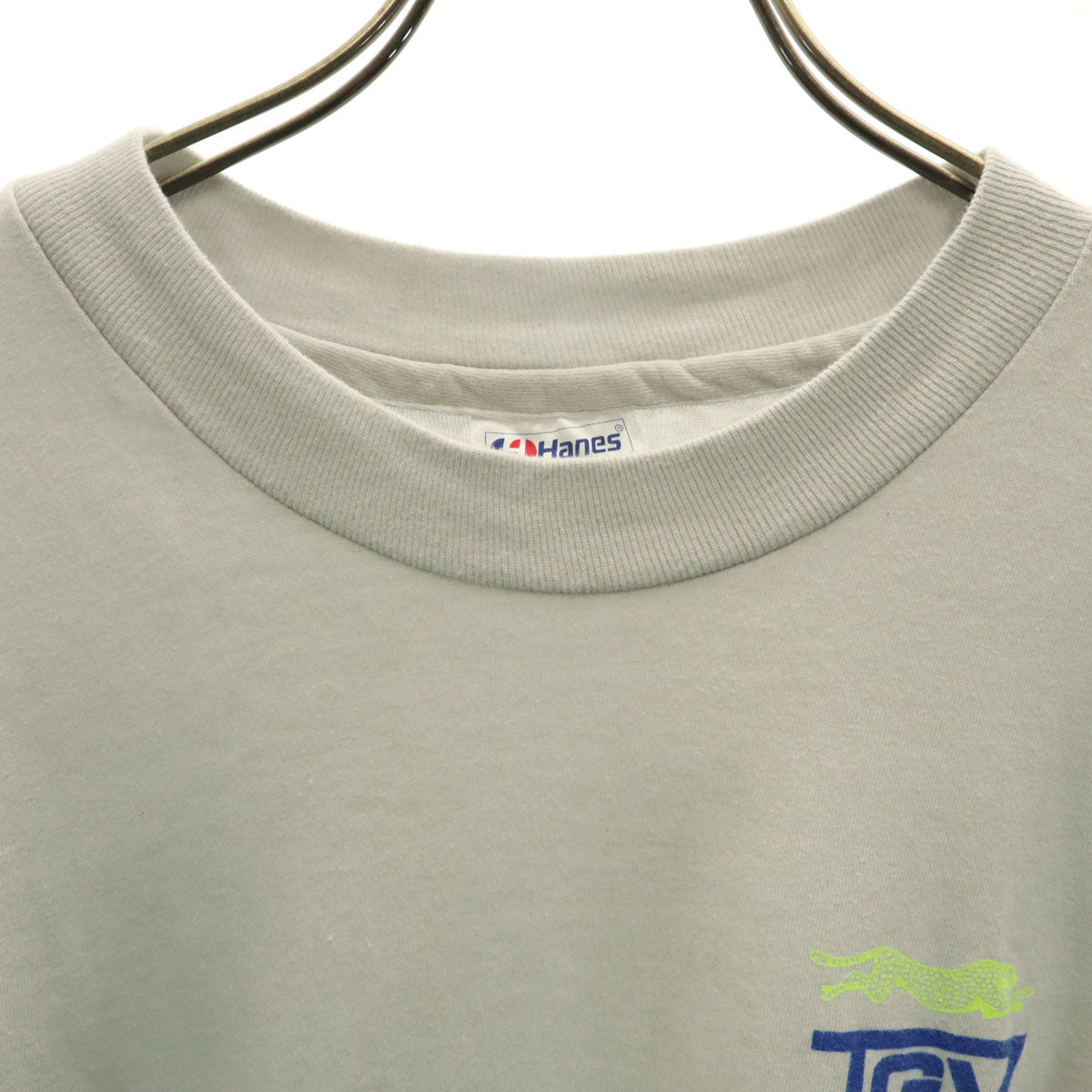 Hanes ヘインズ 90s USA製 オールド バックプリント 半袖 Tシャツ L グレー BEEFY-T シングルステッチ メンズ