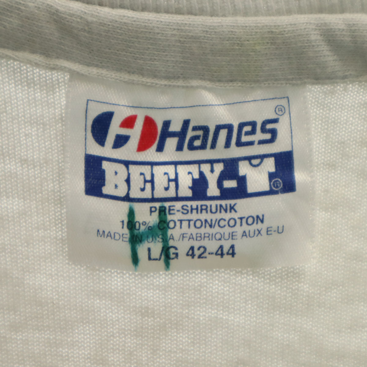 Hanes ヘインズ 90s USA製 オールド バックプリント 半袖 Tシャツ L グレー BEEFY-T シングルステッチ メンズ