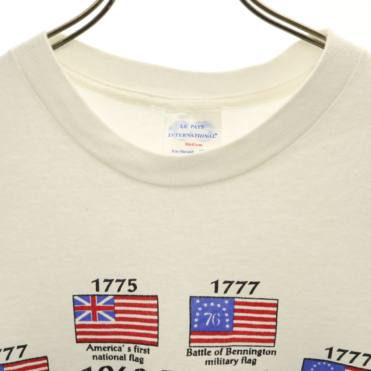 LE PAYS INTERNATIONAL 90s USA製 オールド 星条旗 半袖 Tシャツ M 白 シングルステッチ メンズ