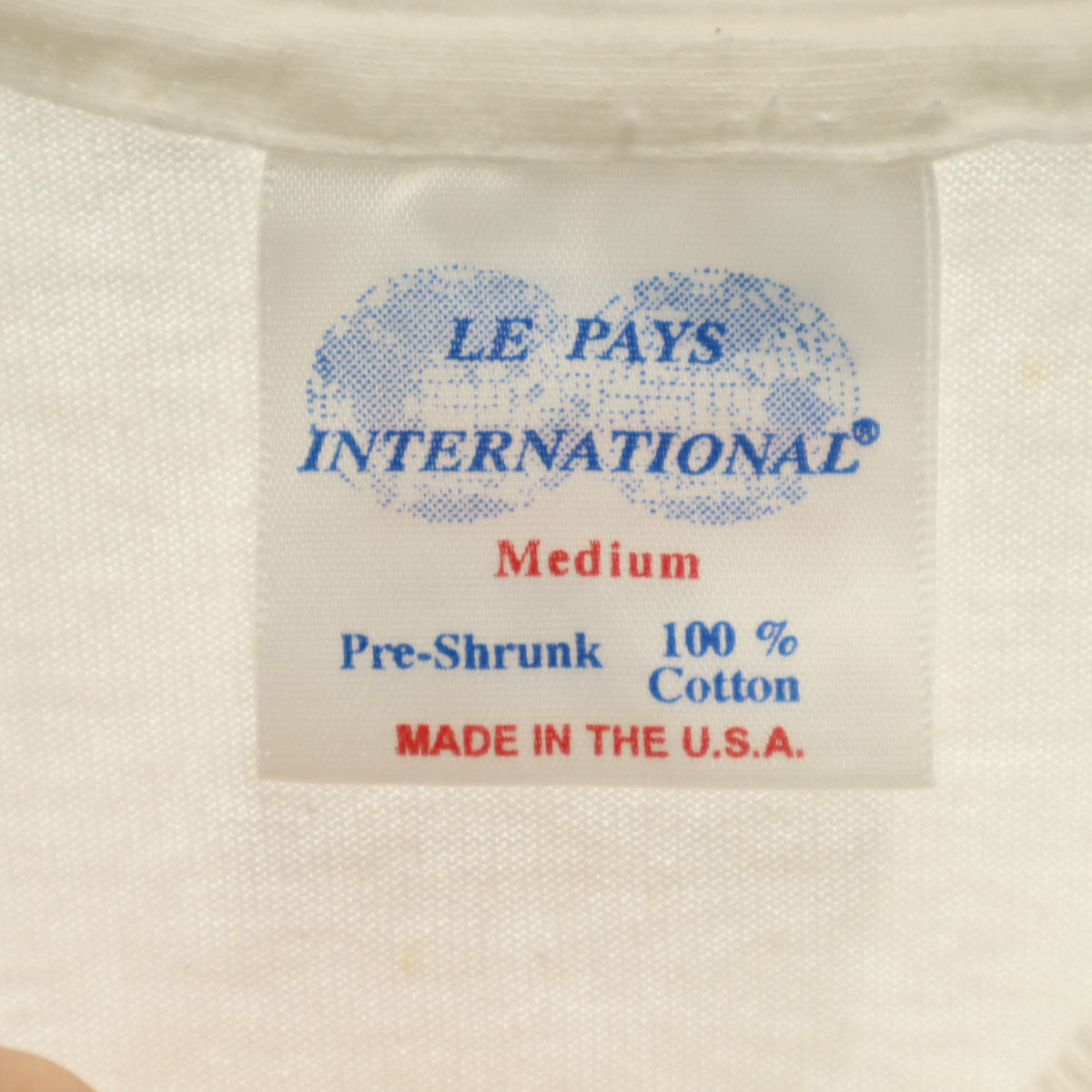 LE PAYS INTERNATIONAL 90s USA製 オールド 星条旗 半袖 Tシャツ M 白 シングルステッチ メンズ