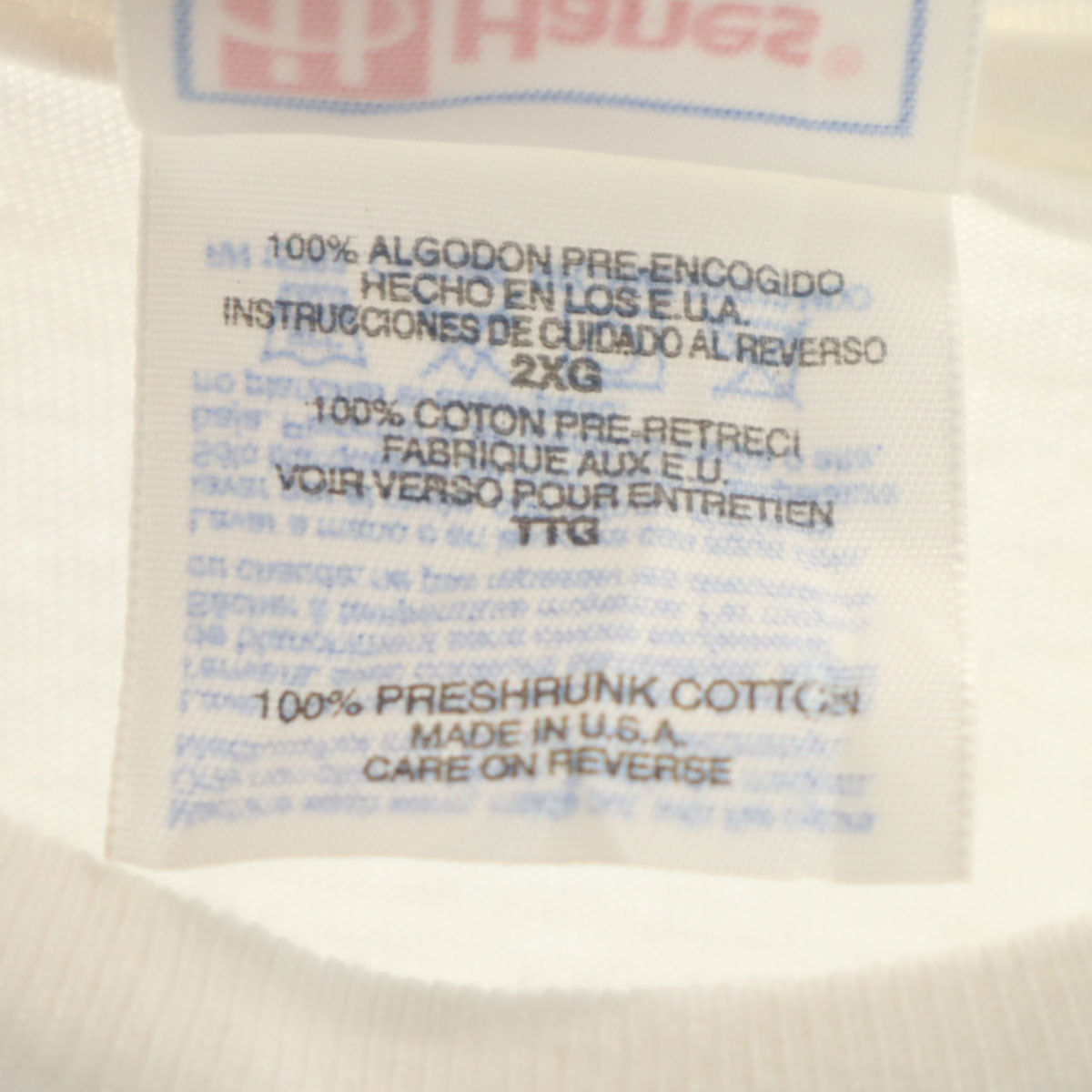 Hanes ヘインズ 90s USA製 オールド 半袖 BEEFY-T Tシャツ XXL ホワイト系 シングルステッチ ビッグサイズ メンズ