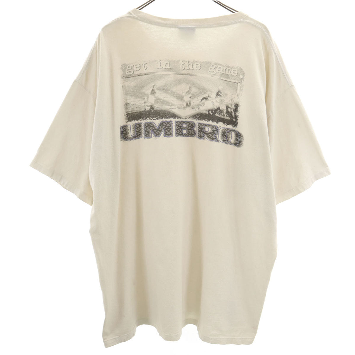 umbro アンブロ 90s USA製 オールド 半袖 Tシャツ XXL クリーム系 ビッグサイズ バックプリント メンズ