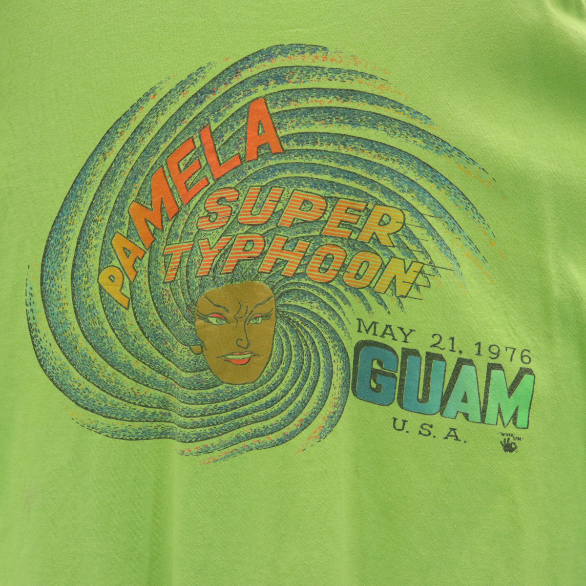 HI CRU by STEDMAN 70s USA製 ヴィンテージ バックプリント 半袖 Tシャツ XL 黄緑 シングルステッチ メンズ