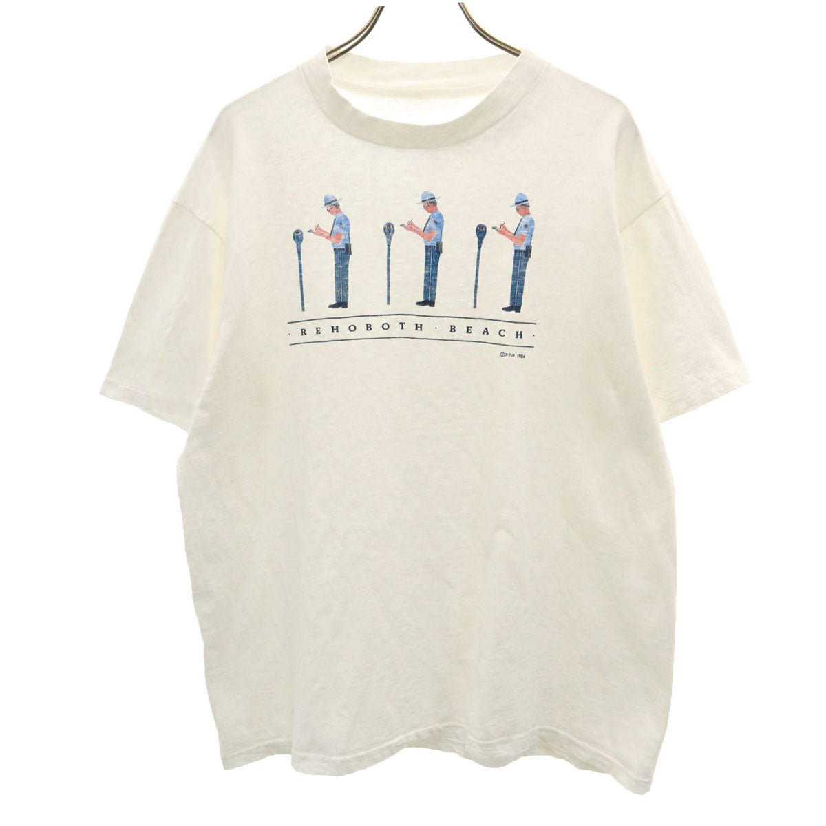 80s ヴィンテージ プリント 半袖 Tシャツ 白 シングルステッチ メンズ