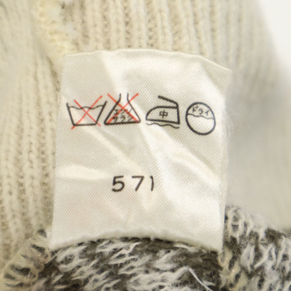 YVES SAINT LAURENT tricots イヴサンローラントリコット 80s 90s オールド ウールブレンド モヘア混 総柄 長袖 セーター M ホワイト pour homme メンズ