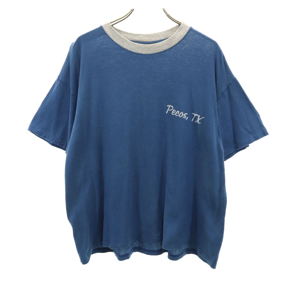80s 90s オールド Pecos,TX 半袖 Tシャツ 青紺系 メンズ