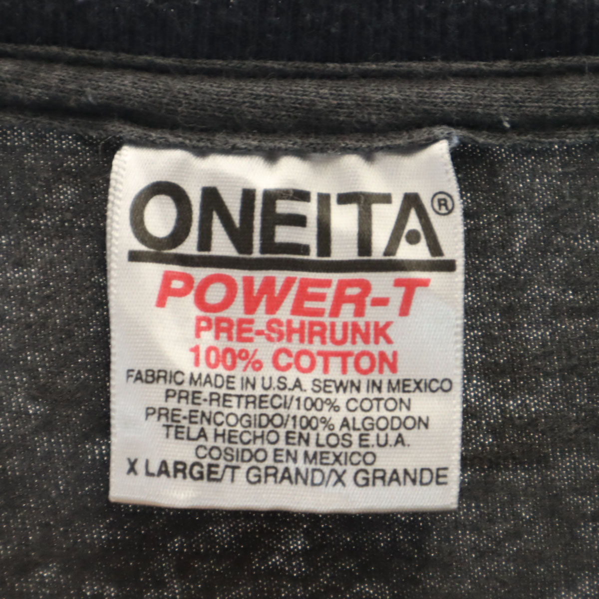 ONEITA オニータ 90s USA製 オールド 半袖 Tシャツ XL チャコール シングルステッチ メンズ