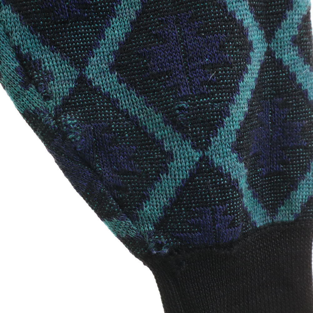 YVES SAINT LAURENT tricots イヴサンローラントリコット 90s オールド ウールブレンド モヘア混 アーガイル柄 長袖 Vネック セーター L ネイビー メンズ