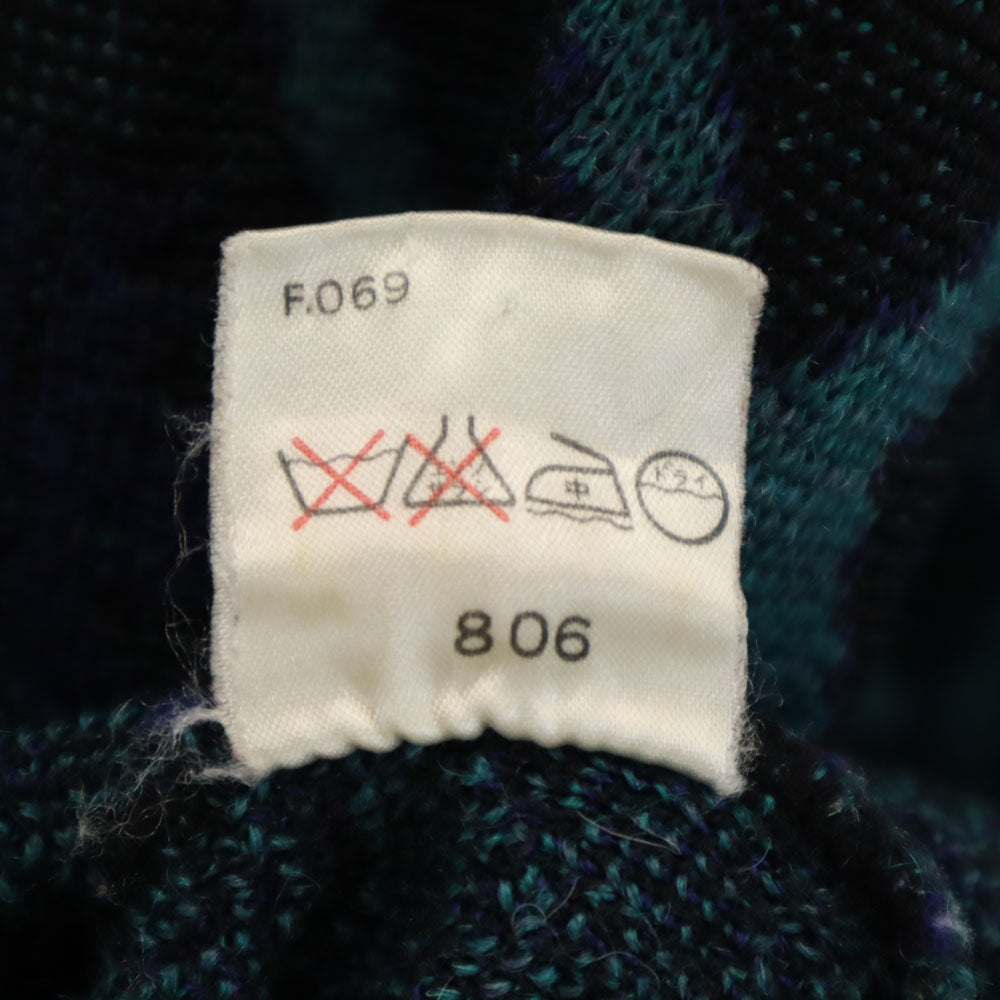 YVES SAINT LAURENT tricots イヴサンローラントリコット 90s オールド ウールブレンド モヘア混 アーガイル柄 長袖 Vネック セーター L ネイビー メンズ