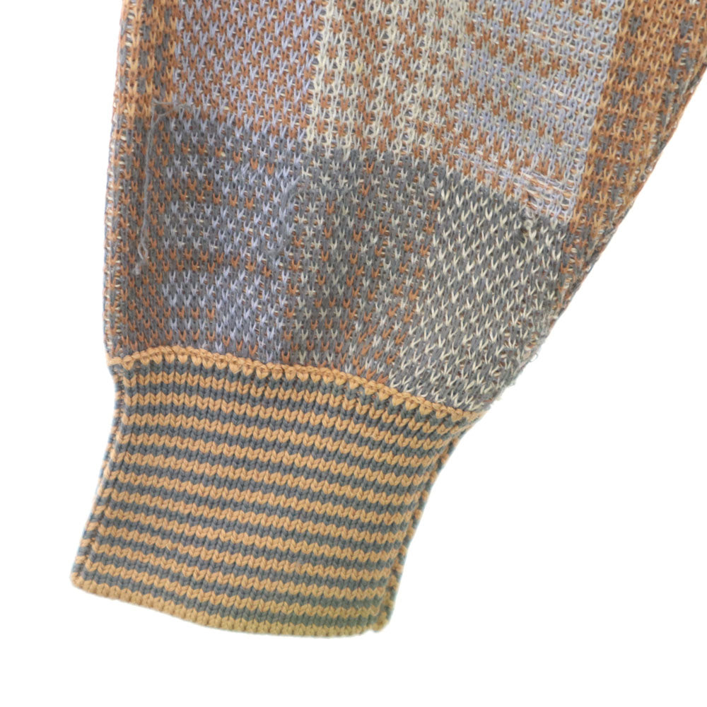 Christian Dior MONSIEUR クリスチャンディオール ムッシュ 90s オールド リネンブレンド 総柄 長袖 セーター M オレンジ メンズ