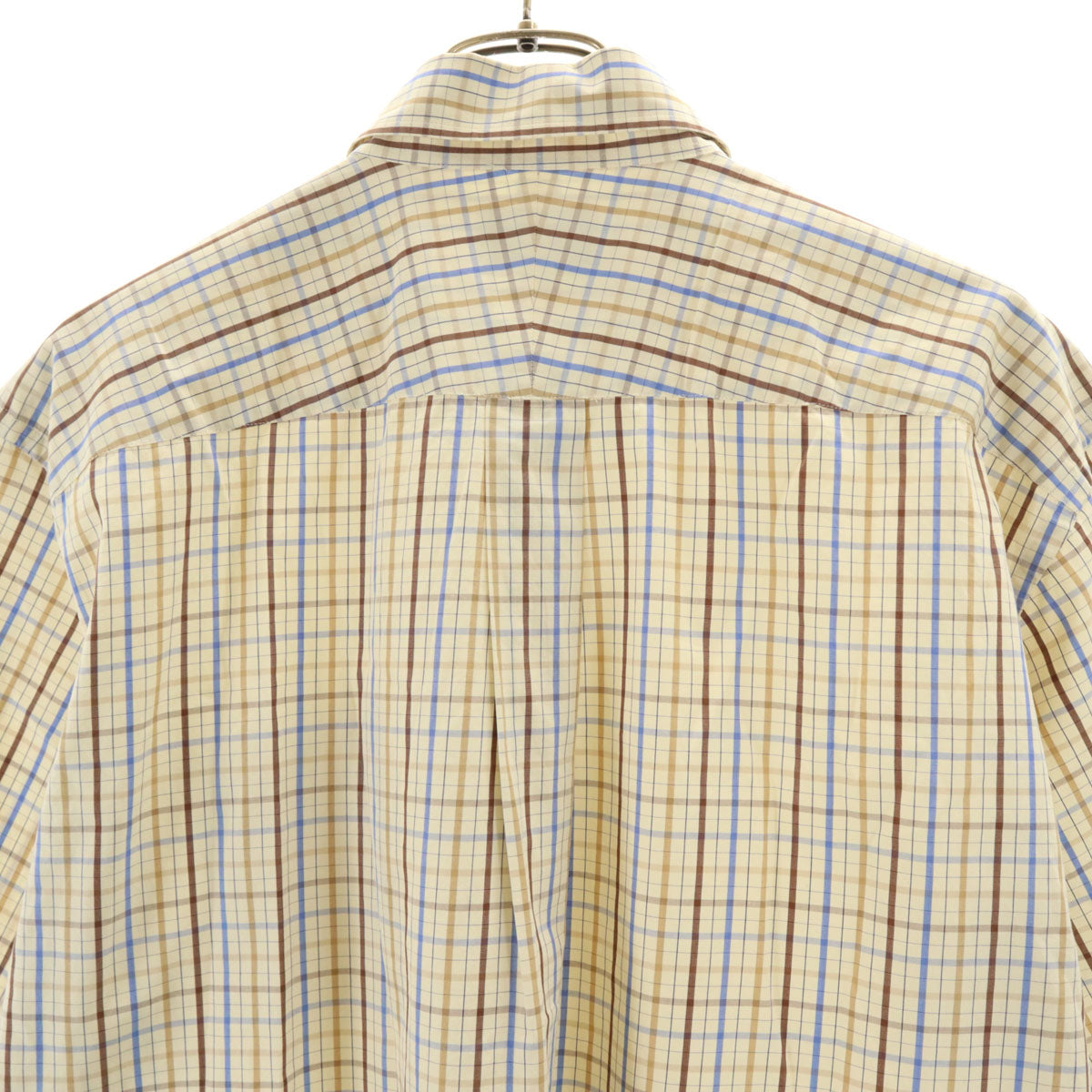 Dunhill ダンヒル チェック 半袖 ボタンダウンシャツ L イエロー系 メンズ