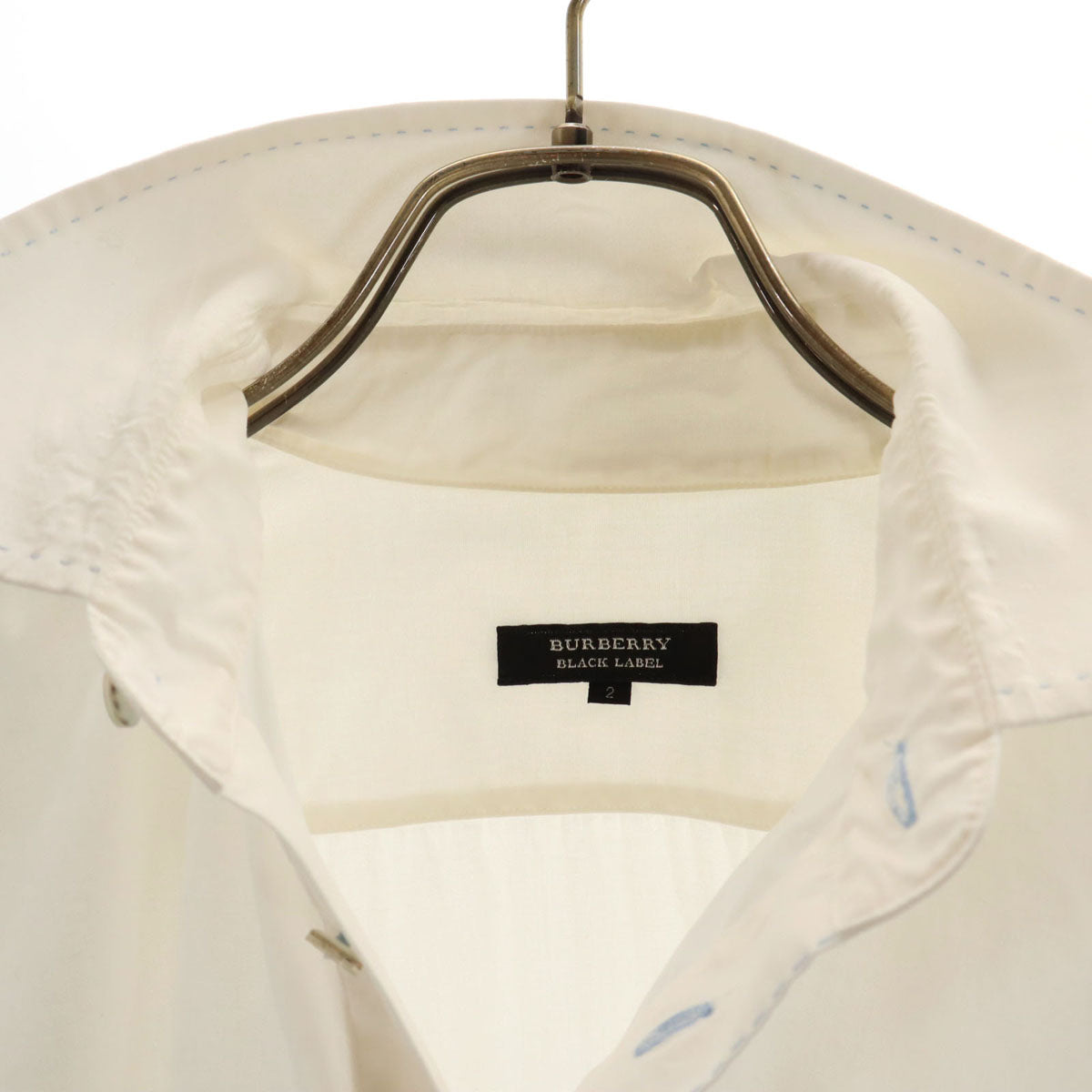 BURBERRY BLACK LABEL バーバリーブラックレーベル 半袖 ハーフボタン シャツ 2 ホワイト系 三陽商会 メンズ