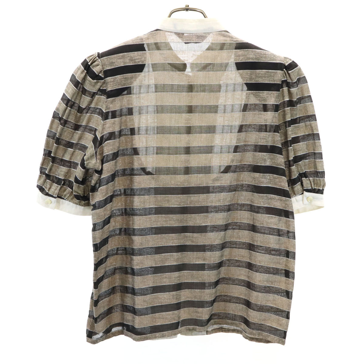 miss chloe ミスクロエ 日本製 ボーダー柄 半袖 ブラウス 40 ブラック系 レディース