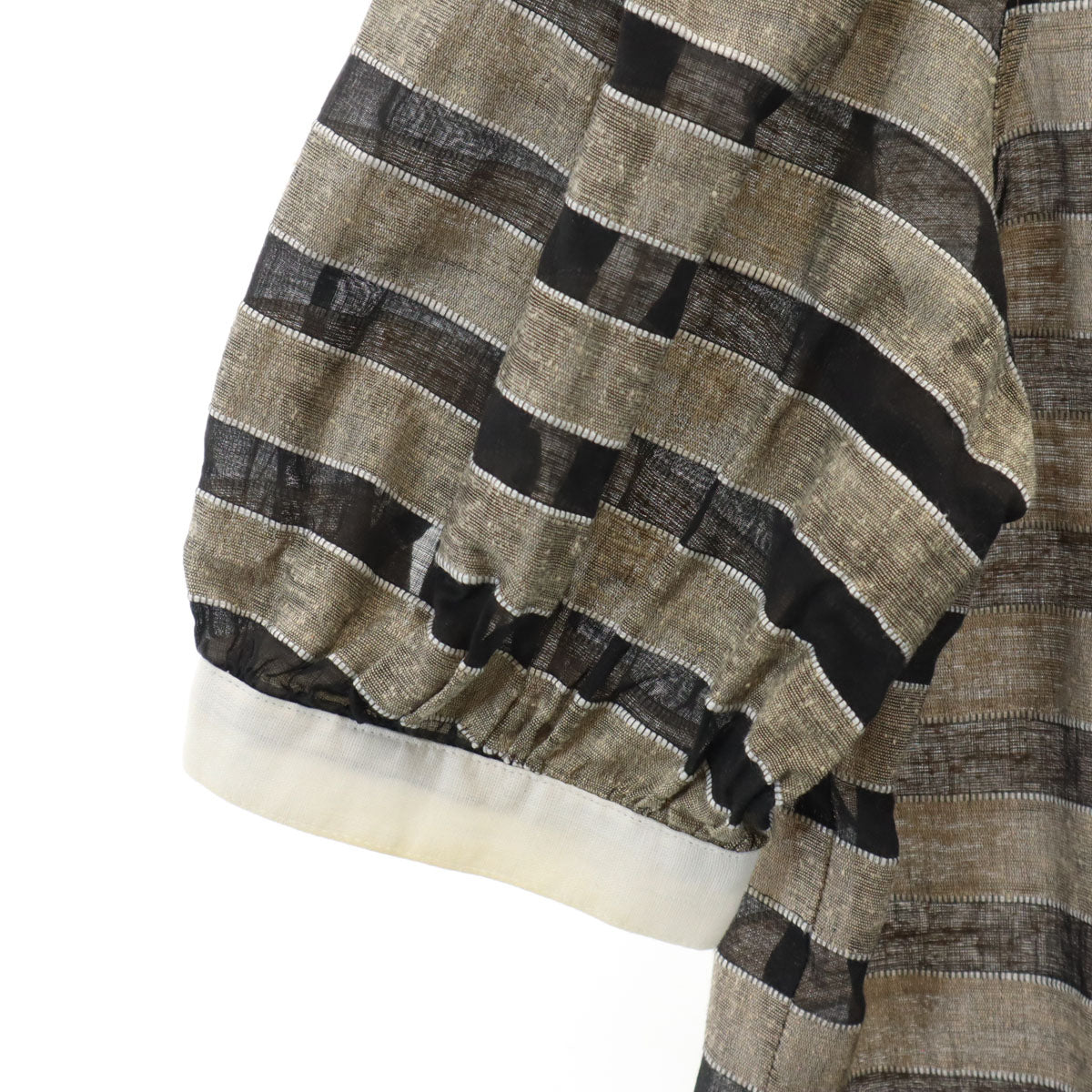 miss chloe ミスクロエ 日本製 ボーダー柄 半袖 ブラウス 40 ブラック系 レディース