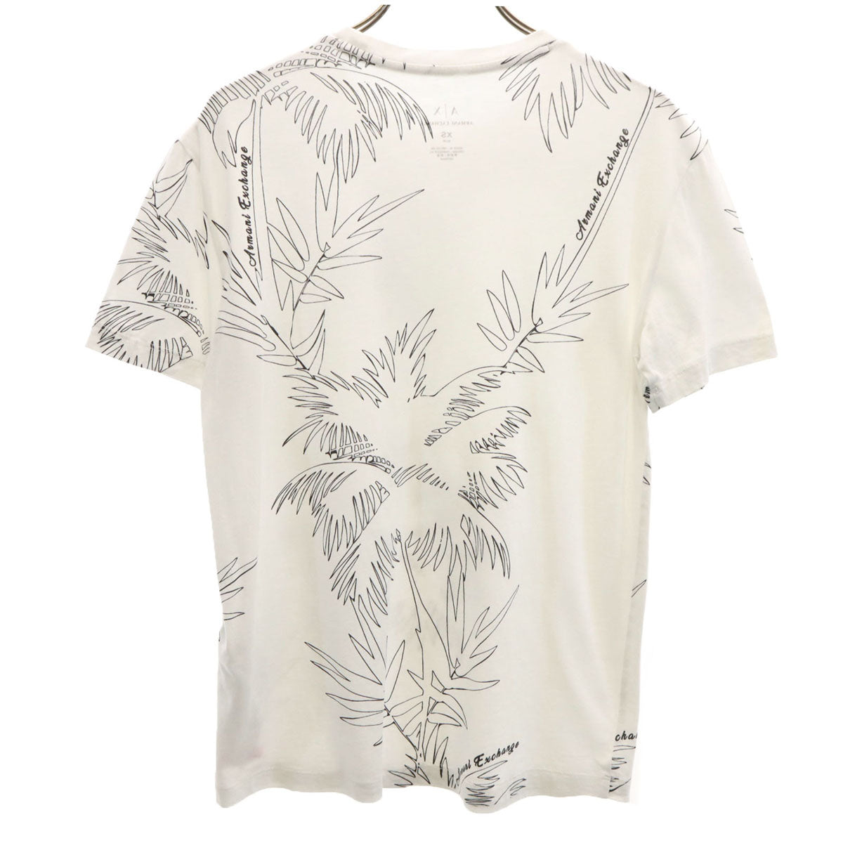 ARMANI EXCHANGE アルマーニエクスチェンジ パームツリー柄 半袖 Tシャツ XS ホワイト メンズ