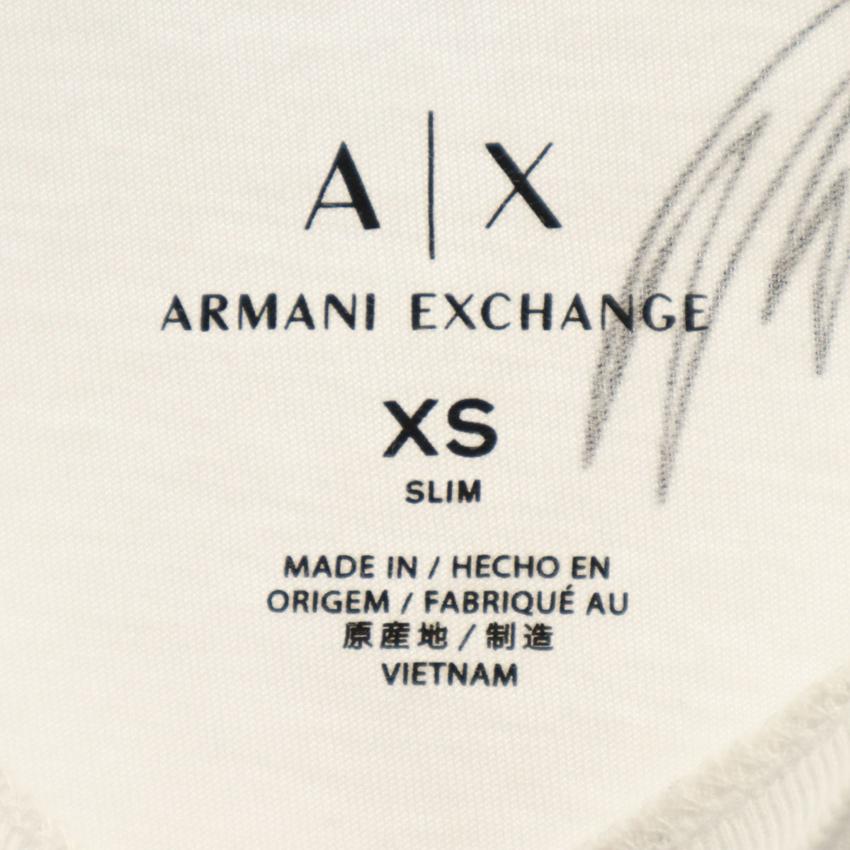 ARMANI EXCHANGE アルマーニエクスチェンジ パームツリー柄 半袖 Tシャツ XS ホワイト メンズ