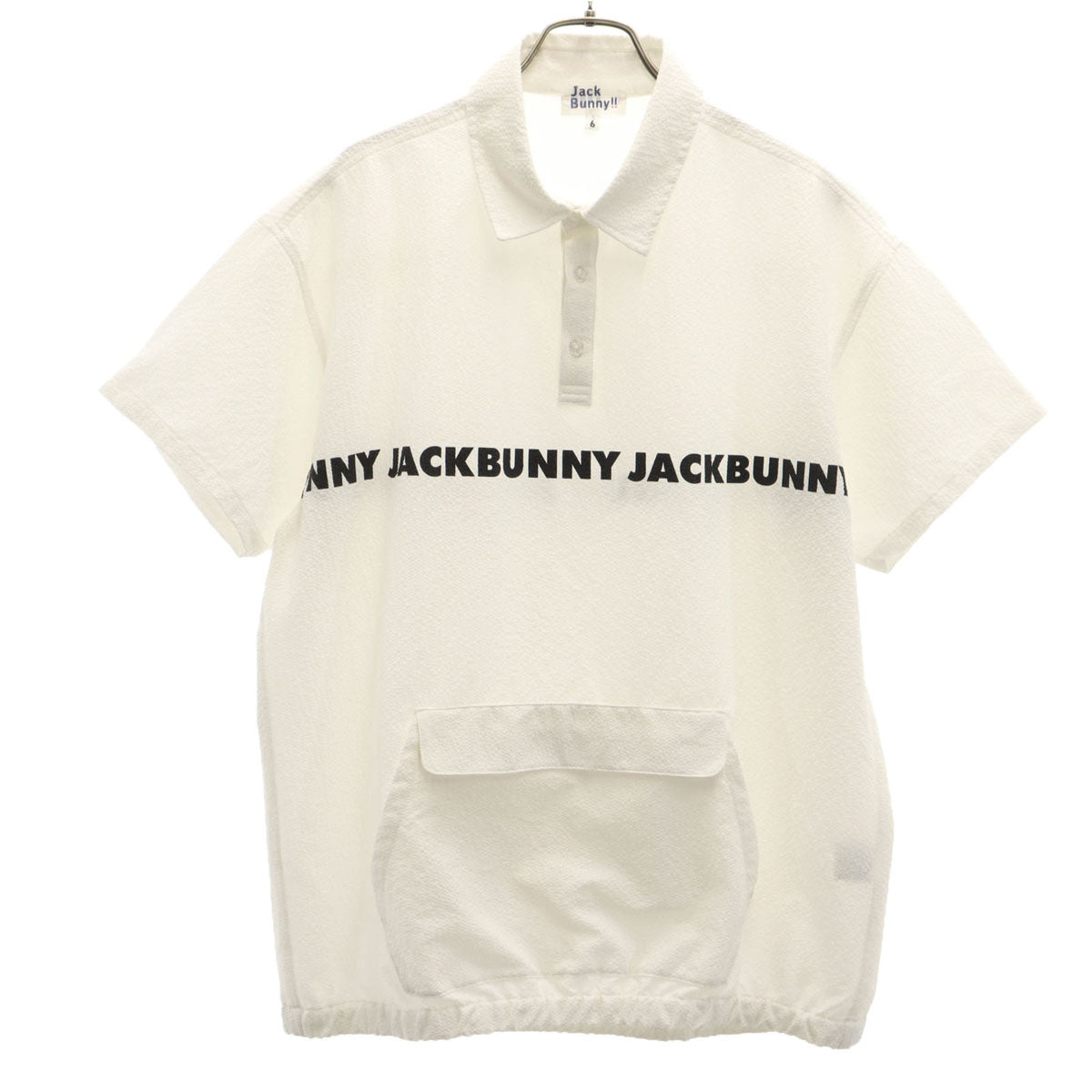 Jack Bunny!! ジャックバニー ゴルフ 半袖 シアサッカー シャツ 6 ホワイト プルオーバー メンズ