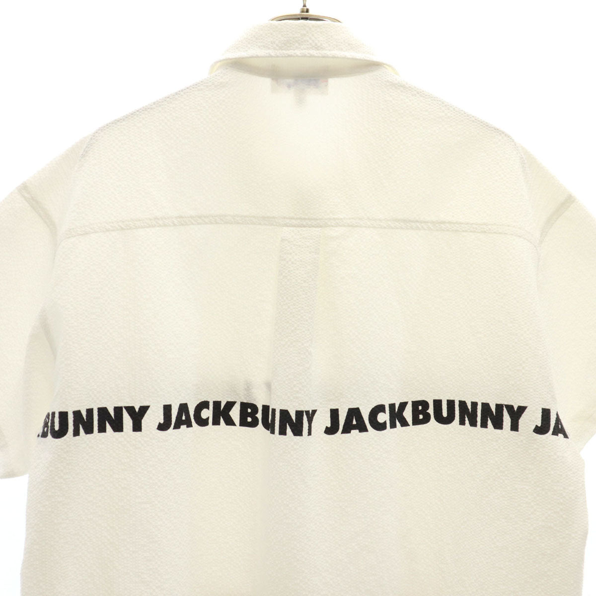 Jack Bunny!! ジャックバニー ゴルフ 半袖 シアサッカー シャツ 6 ホワイト プルオーバー メンズ
