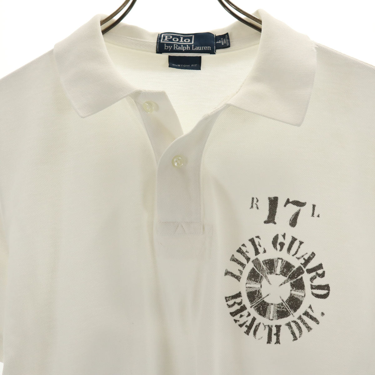 Polo by Ralph Lauren ポロバイラルフローレン 半袖 カスタムフィット ポロシャツ L ホワイト 鹿の子 メンズ