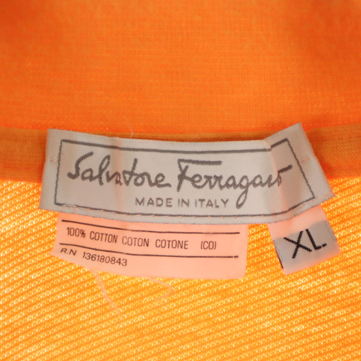 Salvatore Ferragamo サルヴァトーレフェラガモ イタリア製 半袖 ポロシャツ XL オレンジ メンズ