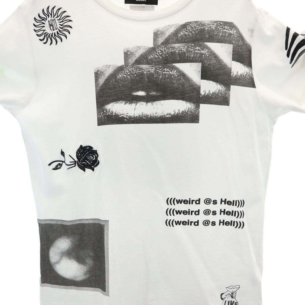 DIESEL ディーゼル リップ プリント 半袖 Tシャツ XS ホワイト T-DARIA-S1 レディース