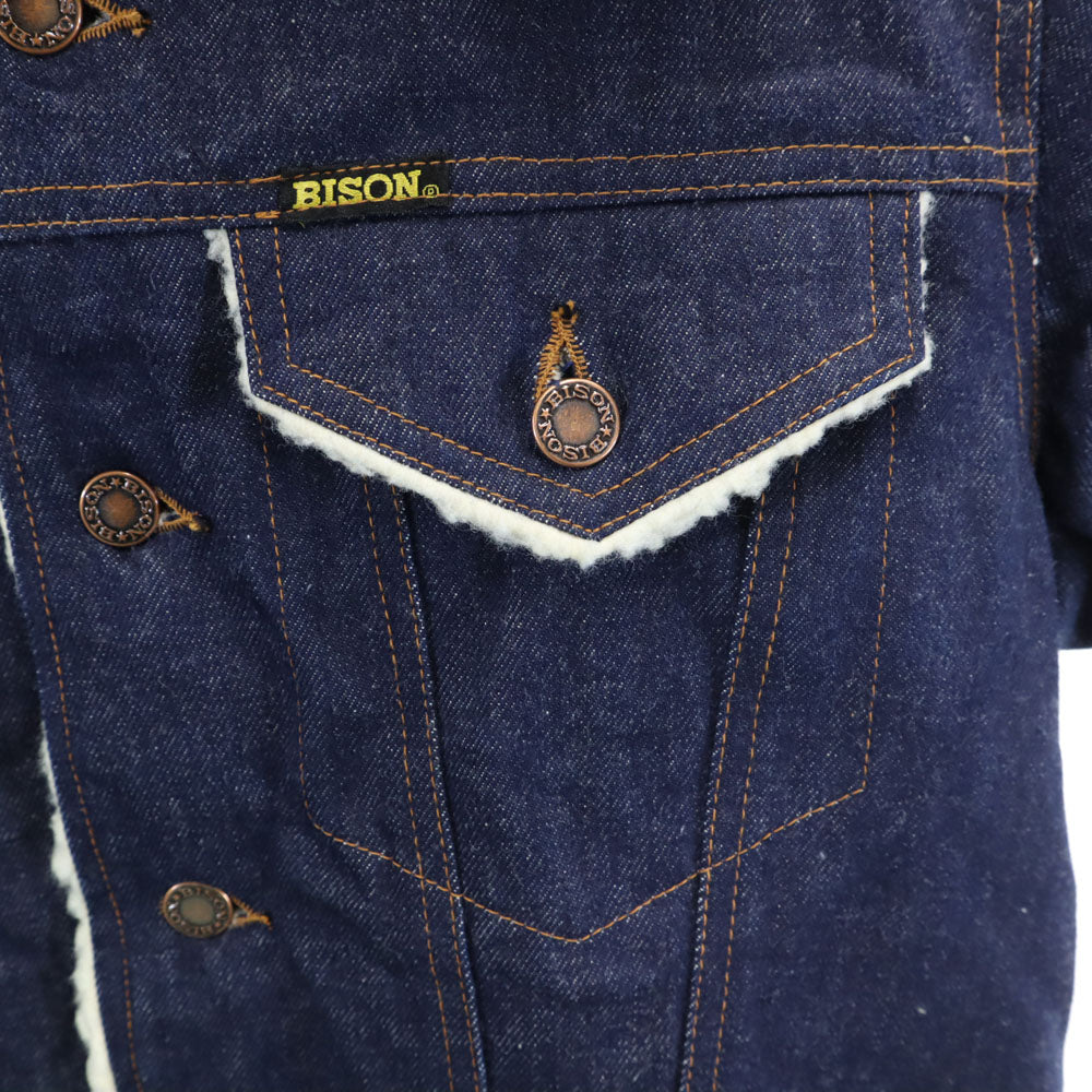バイソン 襟ボア デニムジャケット M インディゴ ジージャン トラッカー メンズ