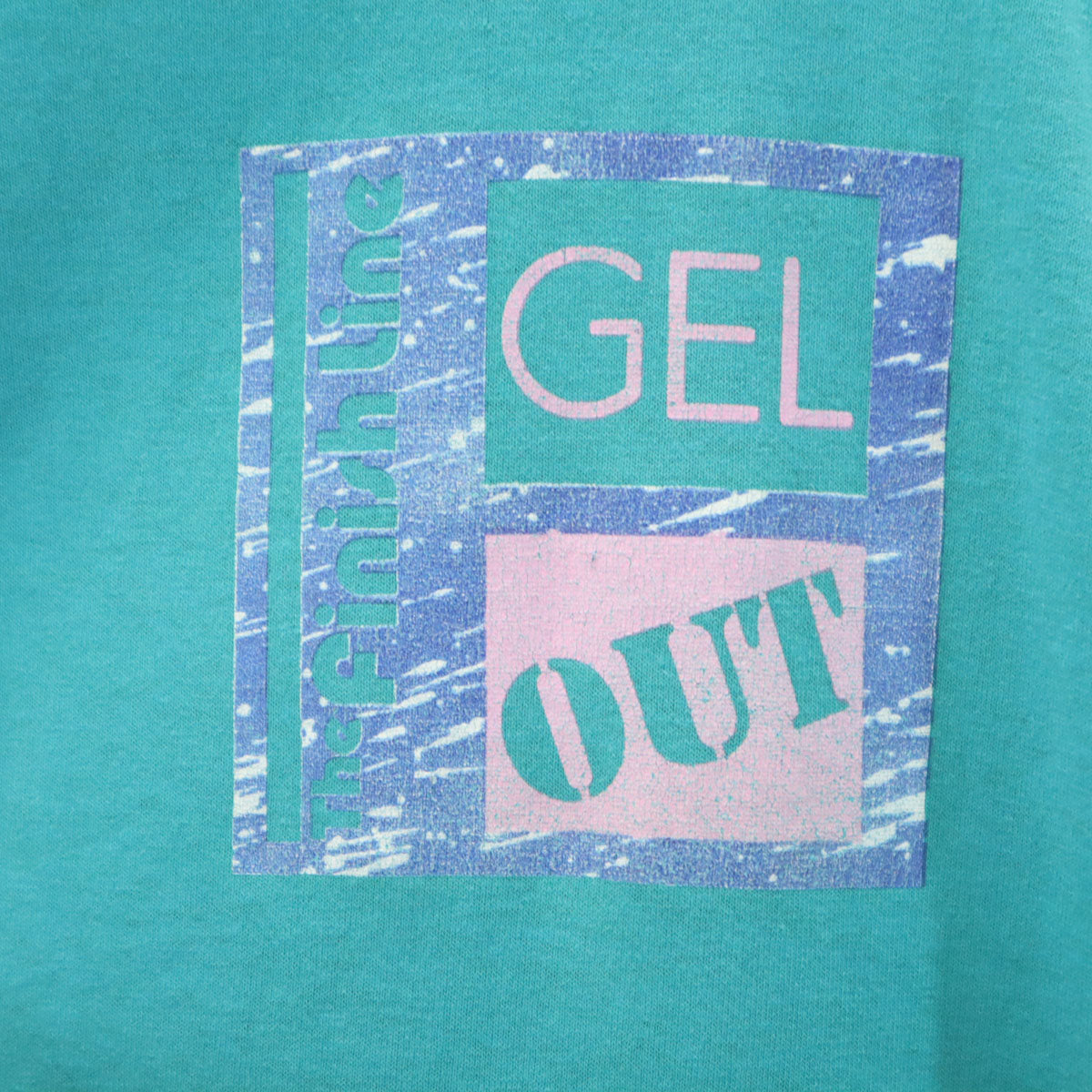 Hanes ヘインズ 80s 90s USA製 オールド バックプリント 半袖 Tシャツ XL ターコイズ シングルステッチ メンズ