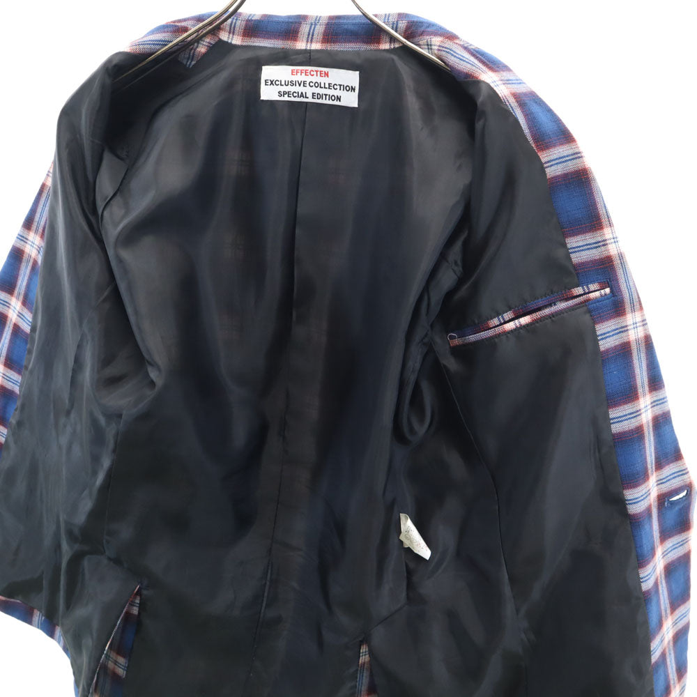 EFFECTEN エフェクテン 日本製 チェック柄 テーラードジャケット L ネイビー 他 アンコン メンズ