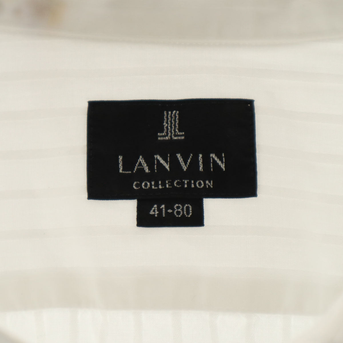 LANVIN ランバン 日本製 ストライプ柄 長袖 シャツ 41-80 白 メンズ