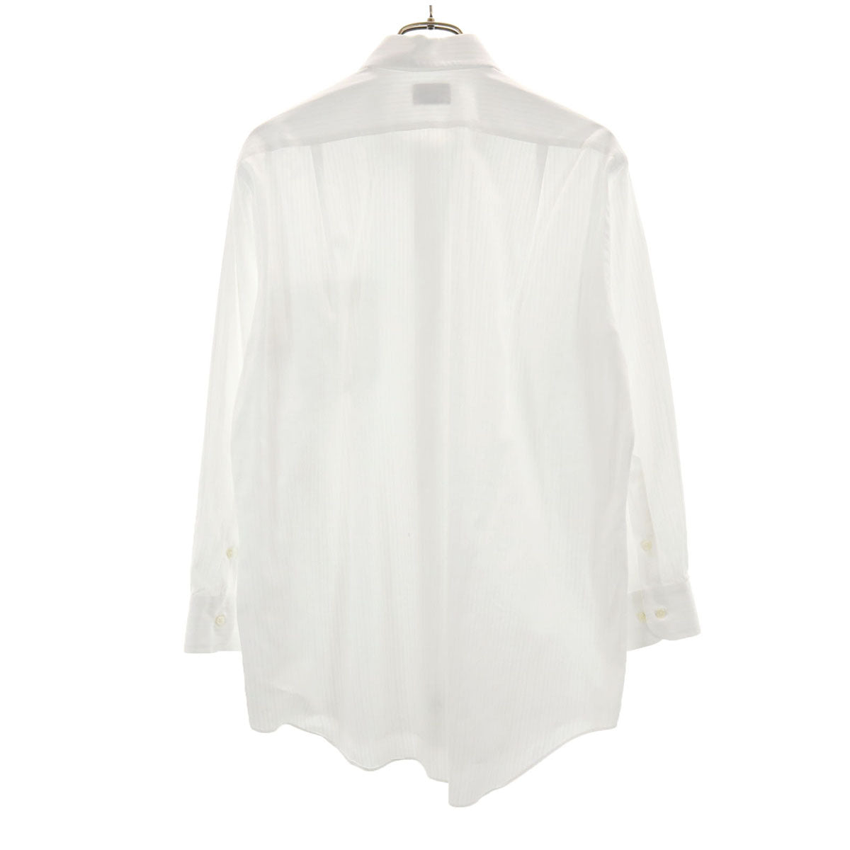 LANVIN ランバン 日本製 ストライプ柄 長袖 シャツ 410-80 白 メンズ