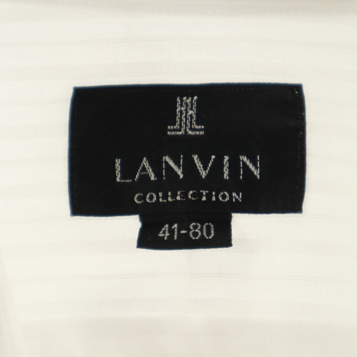 LANVIN ランバン 日本製 ストライプ柄 長袖 シャツ 410-80 白 メンズ