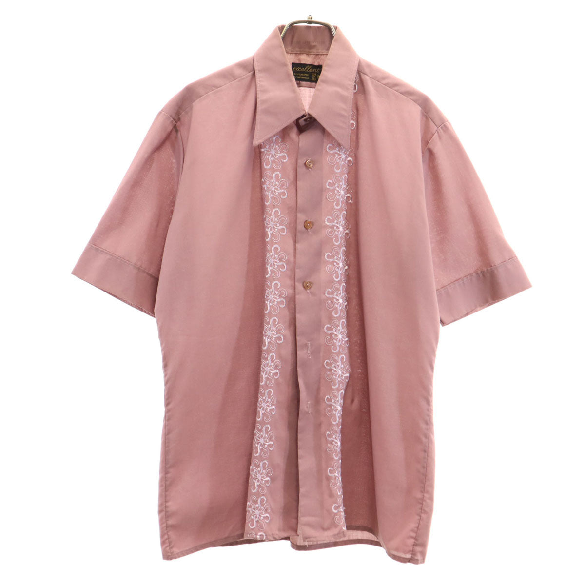 EXCELLENT 70s ヴィンテージ 半袖 キューバ シャツ パープル系 メンズ