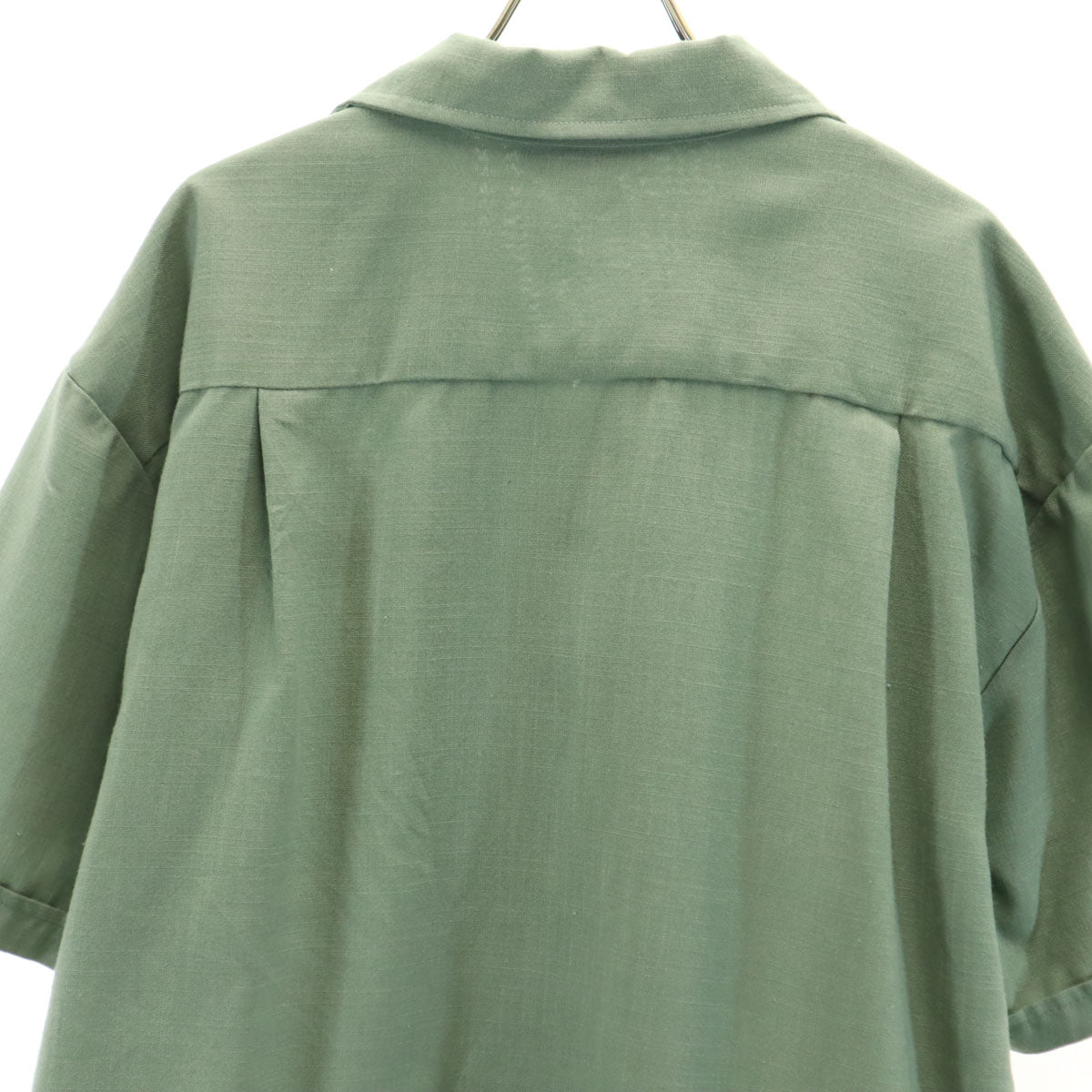 Davinci ダヴィンチ 60s USA製 ヴィンテージ 半袖 オープンカラーシャツ L モスグリーン系 レーヨン混 メンズ