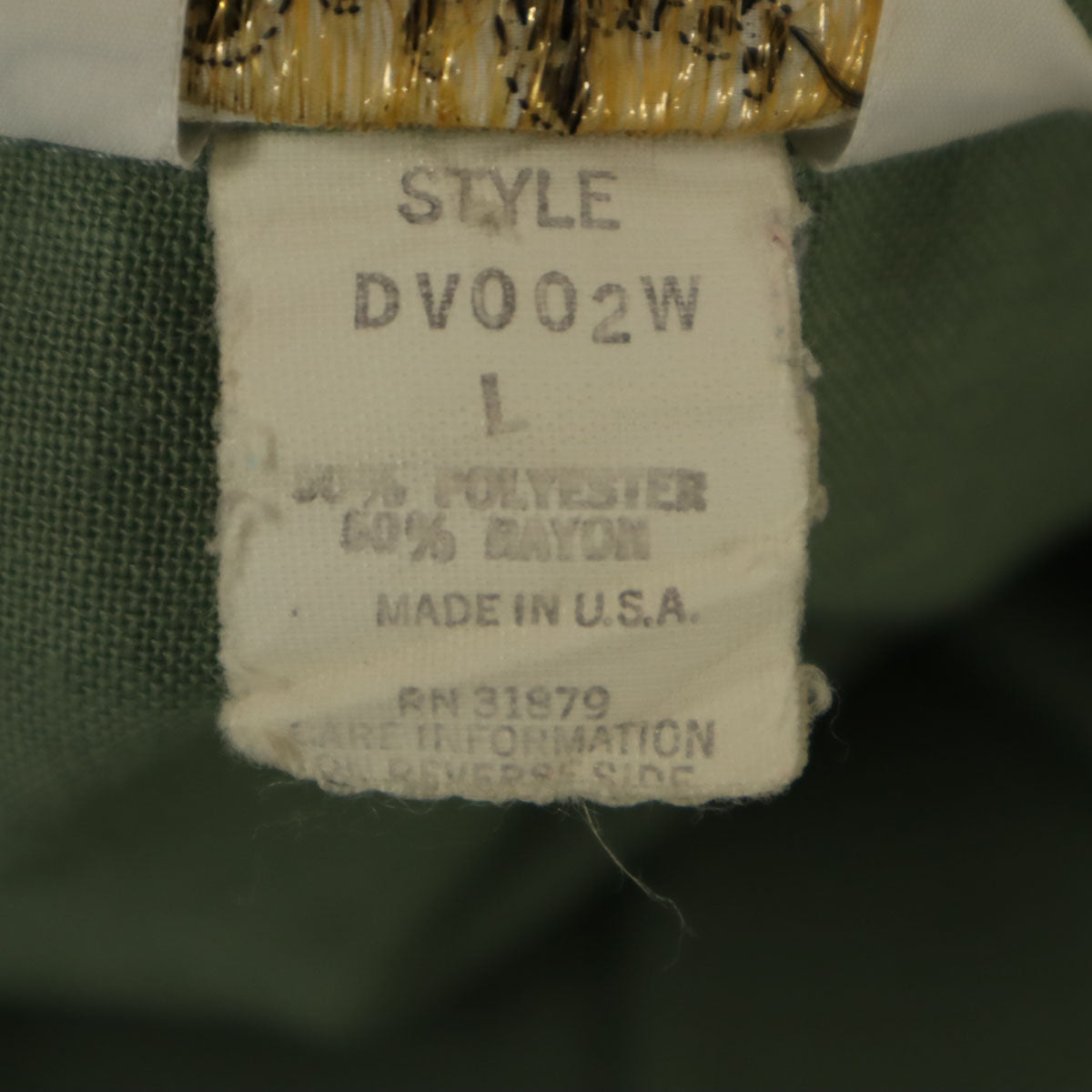 Davinci ダヴィンチ 60s USA製 ヴィンテージ 半袖 オープンカラーシャツ L モスグリーン系 レーヨン混 メンズ