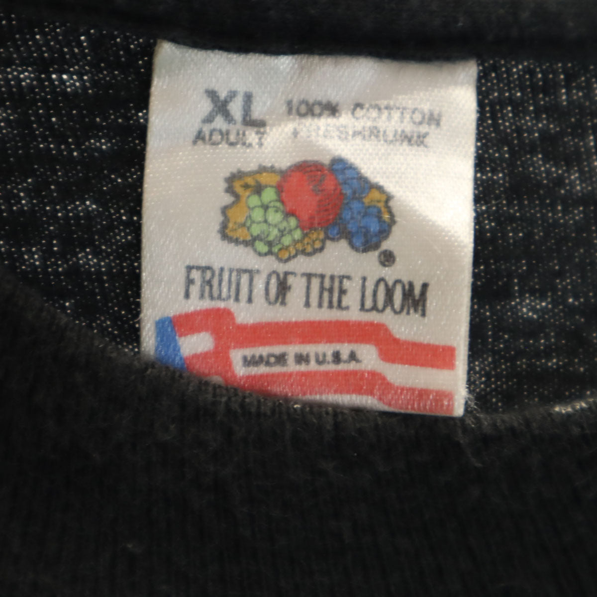 FRUIT OF THE LOOM フルーツオブザルーム 90s USA製 オールド BAREBONES 半袖 Tシャツ XL ブラック シングルステッチ バンド メンズ