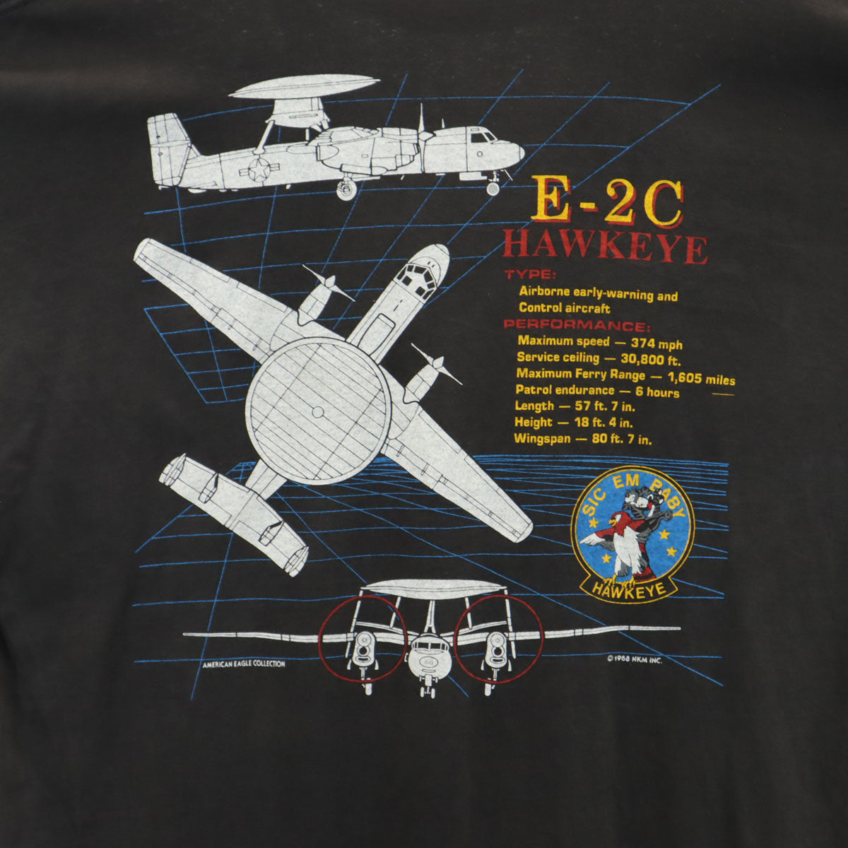 SIGNAL シグナル 80s USA製 オールド E-2C 航空機 半袖 Tシャツ XXL ブラック シングルステッチ ビッグサイズ メンズ