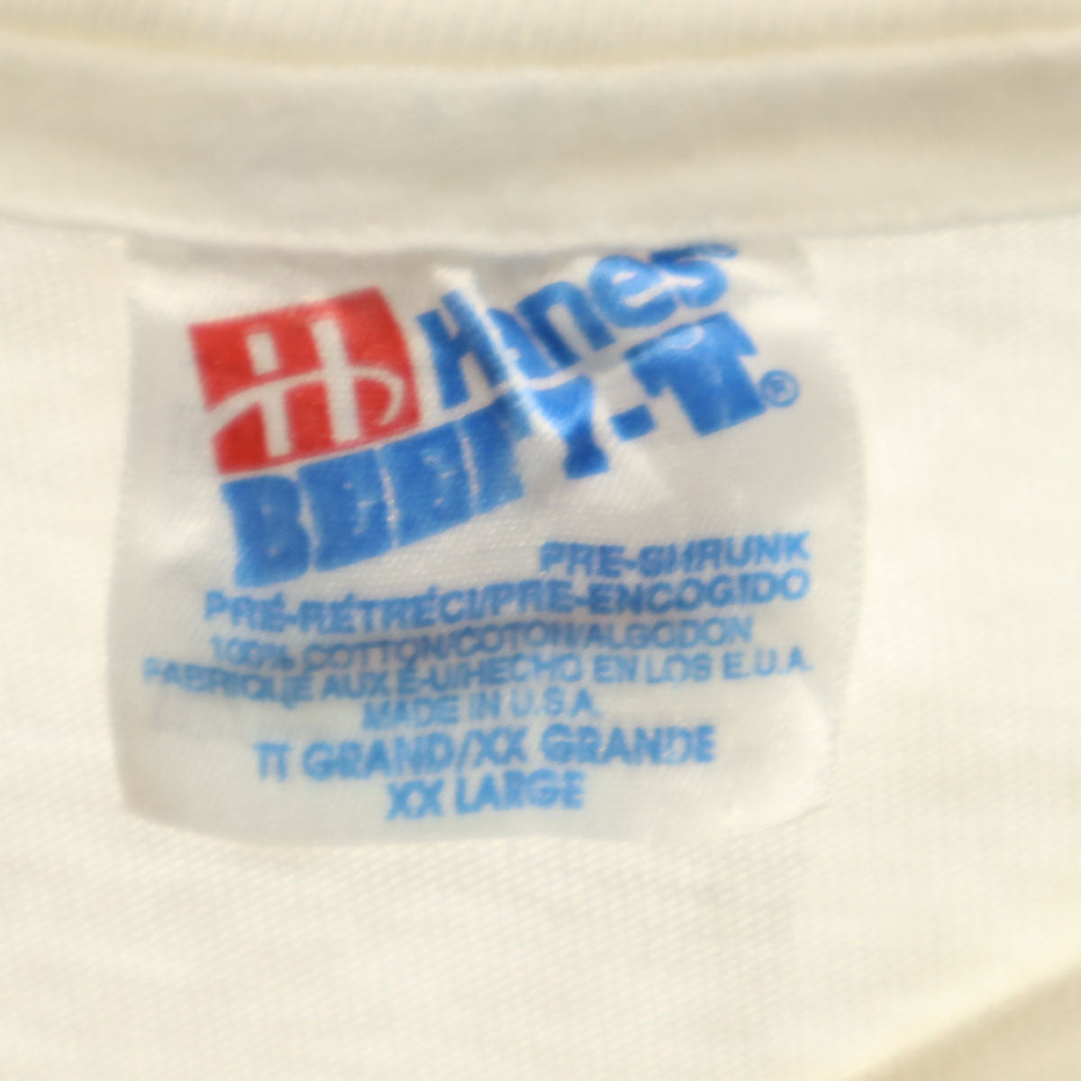 Hanes ヘインズ 90s USA製 オールド メッセージ プリント 半袖 Tシャツ XXL ホワイト シングルステッチ BEEFY-T ビッグサイズ メンズ