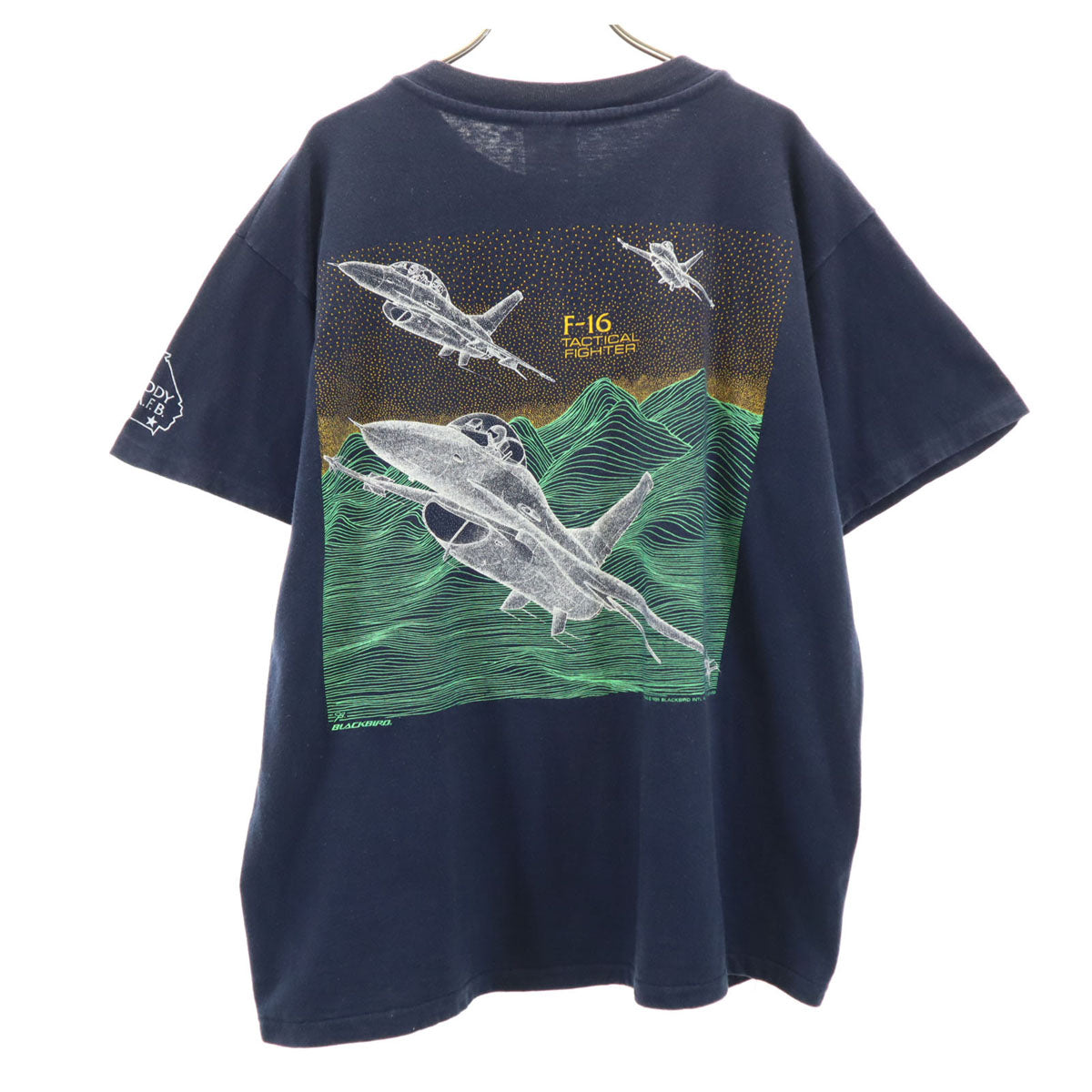 Champion チャンピオン 80s TUFF-ONES USA製 オールド 1986 BLACKBIRD F-16 半袖 Tシャツ XL ネイビー シングルステッチ メンズ