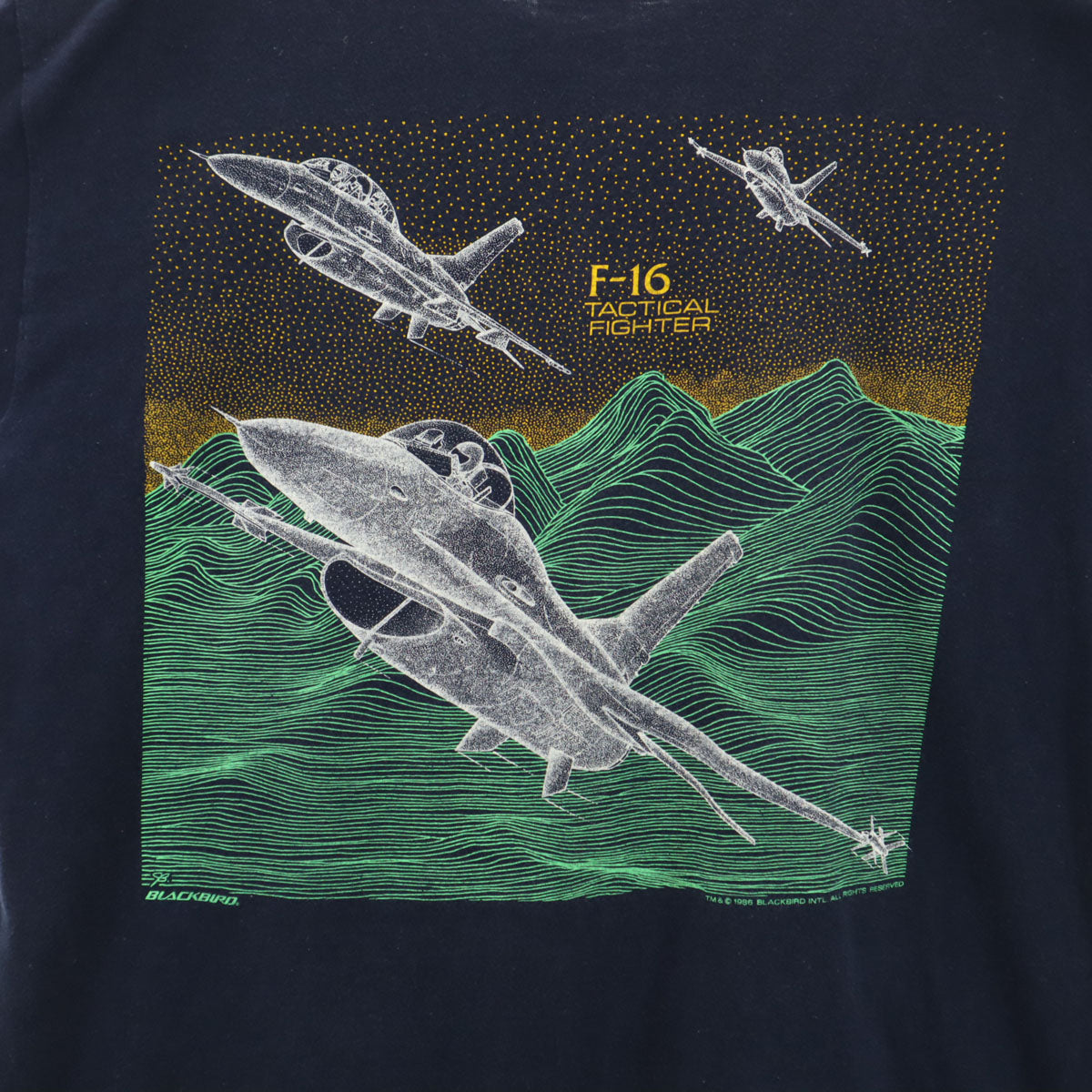 Champion チャンピオン 80s TUFF-ONES USA製 オールド 1986 BLACKBIRD F-16 半袖 Tシャツ XL ネイビー シングルステッチ メンズ