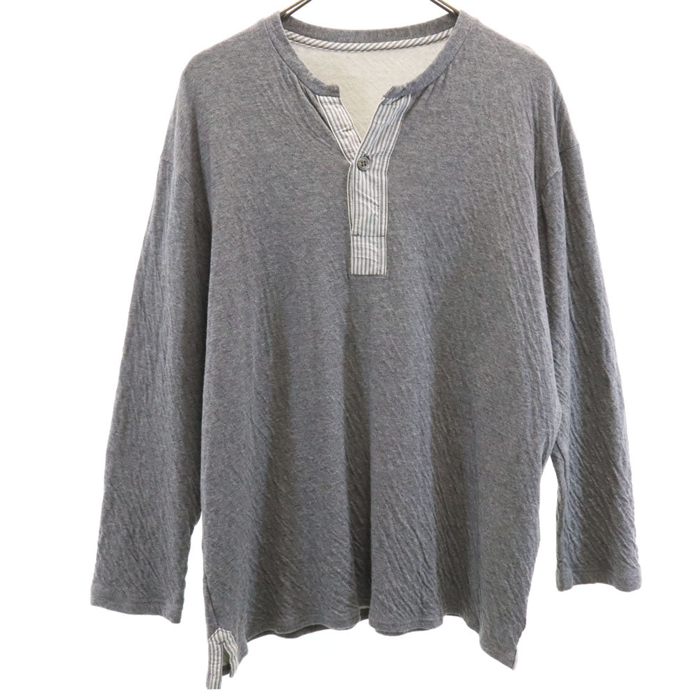 Y's for living ワイズフォーリビング 日本製 長袖 ハーフボタン カットソー L グレー メンズ