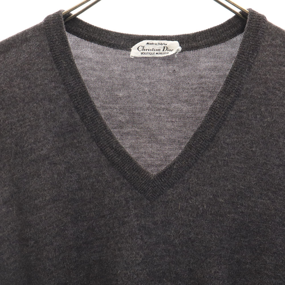 Christian Dior クリスチャンディオール 90s オールド イタリア製 長袖 ニットベスト 52 グレー メンズ