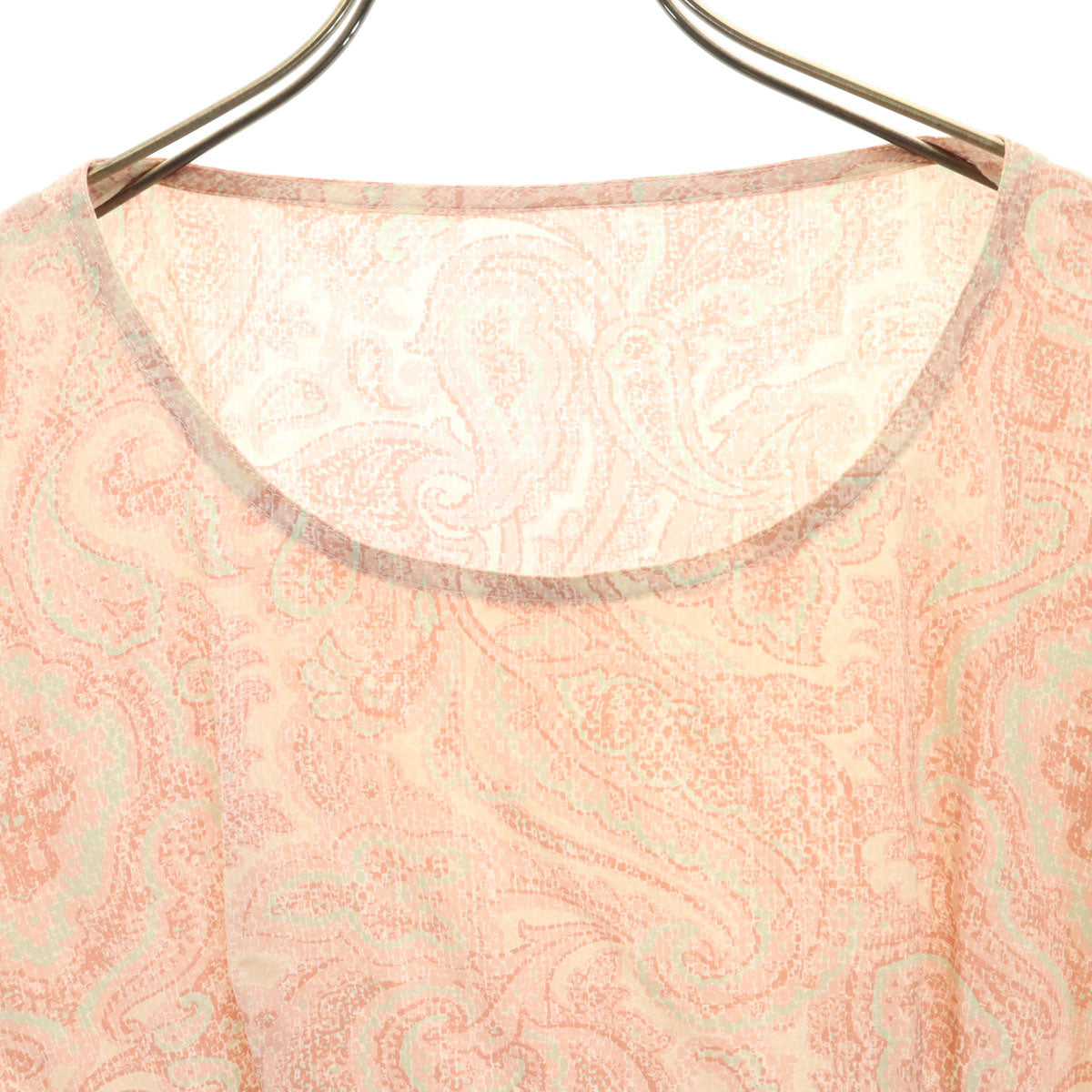 Christian Dior クリスチャンディオール 90s シルク オールド 総柄 フレンチスリーブ シャツ 9 ピンク系 サイドフェスナー レディース