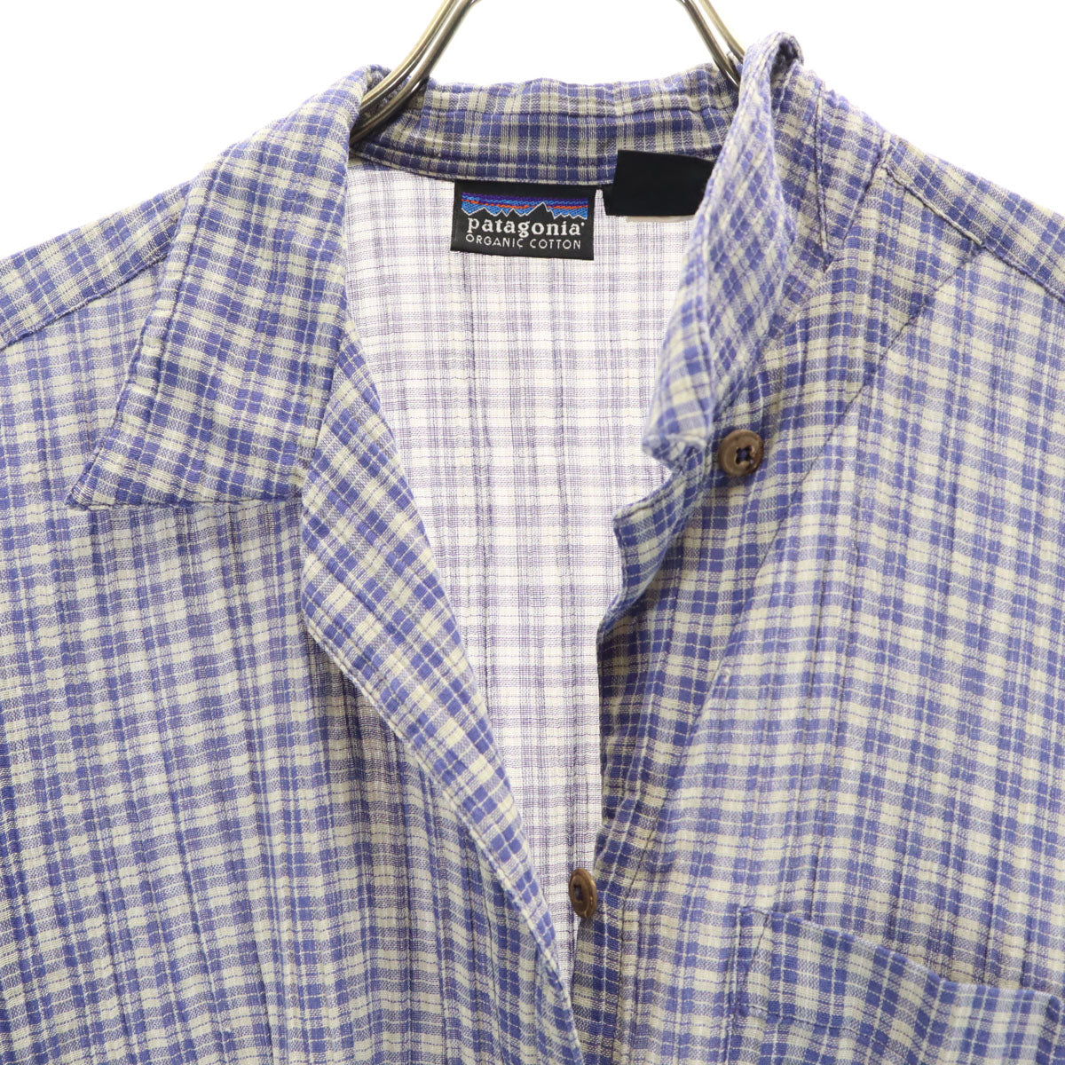 patagonia パタゴニア チェック 半袖 オープンカラー シャツ S ブルー系 RN51884 アウトドア レディース