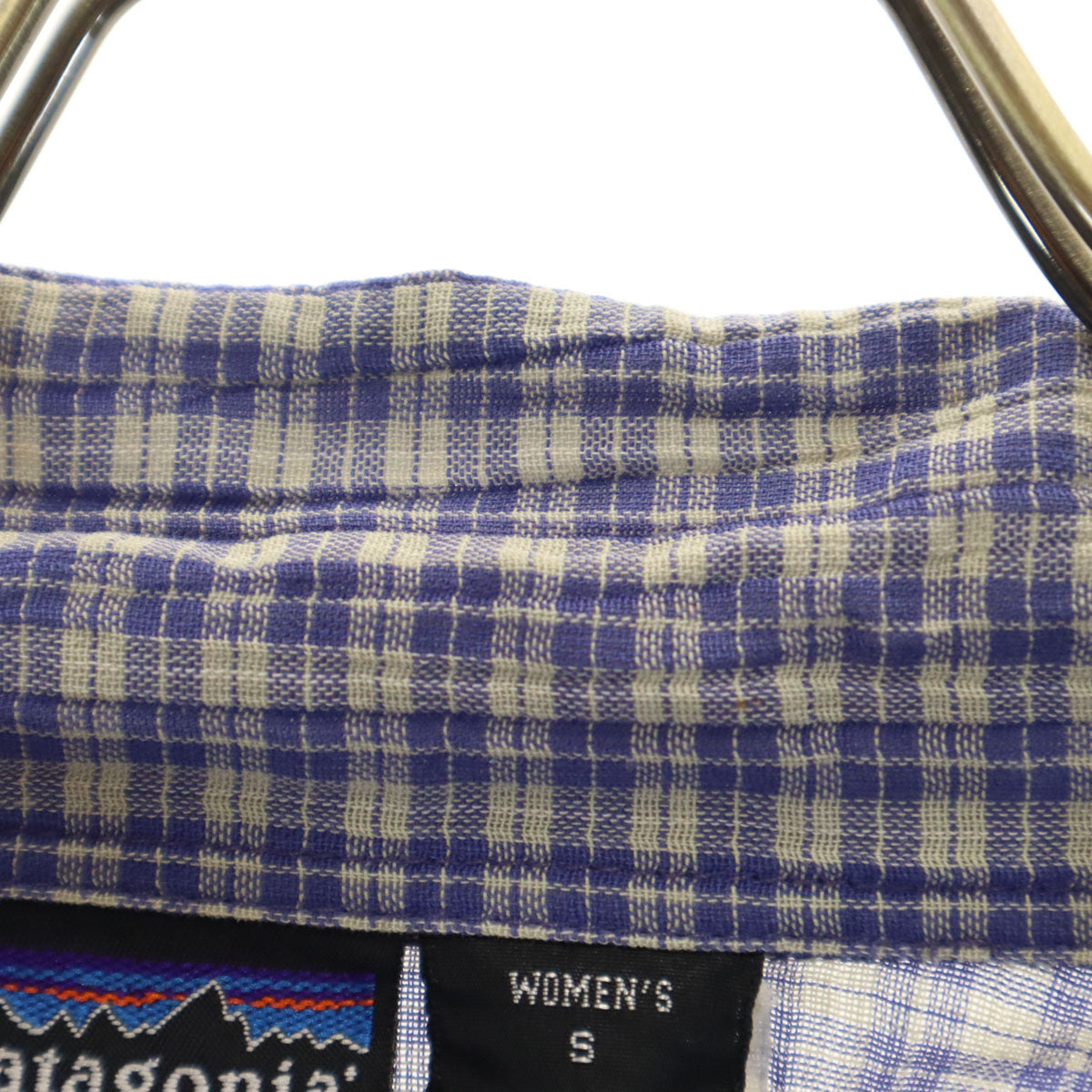 patagonia パタゴニア チェック 半袖 オープンカラー シャツ S ブルー系 RN51884 アウトドア レディース