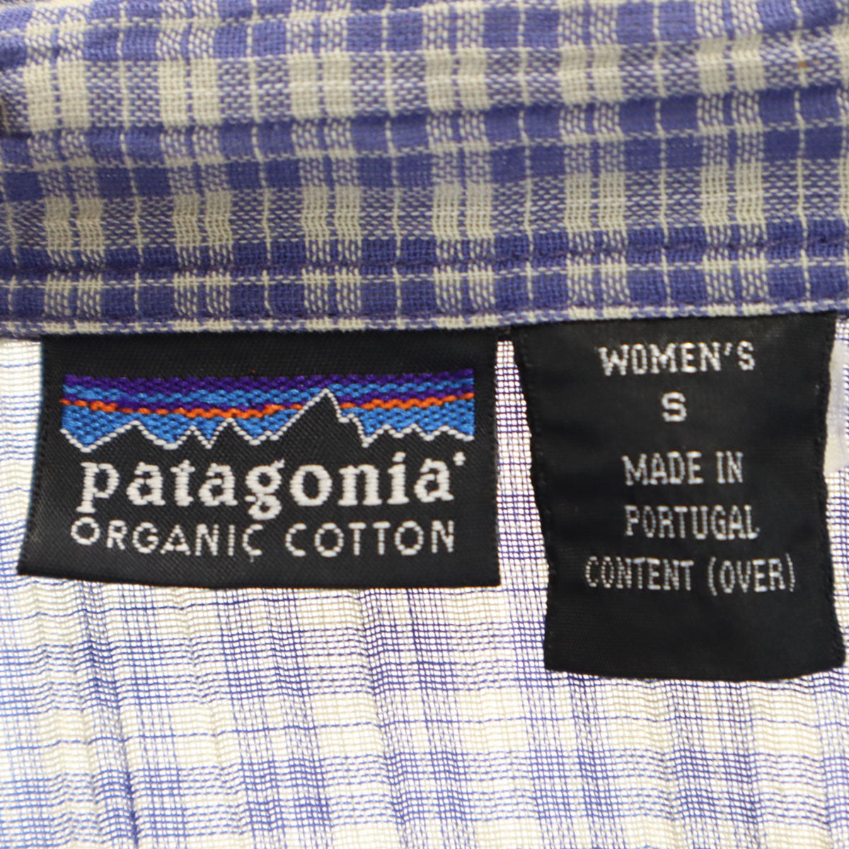 patagonia パタゴニア チェック 半袖 オープンカラー シャツ S ブルー系 RN51884 アウトドア レディース